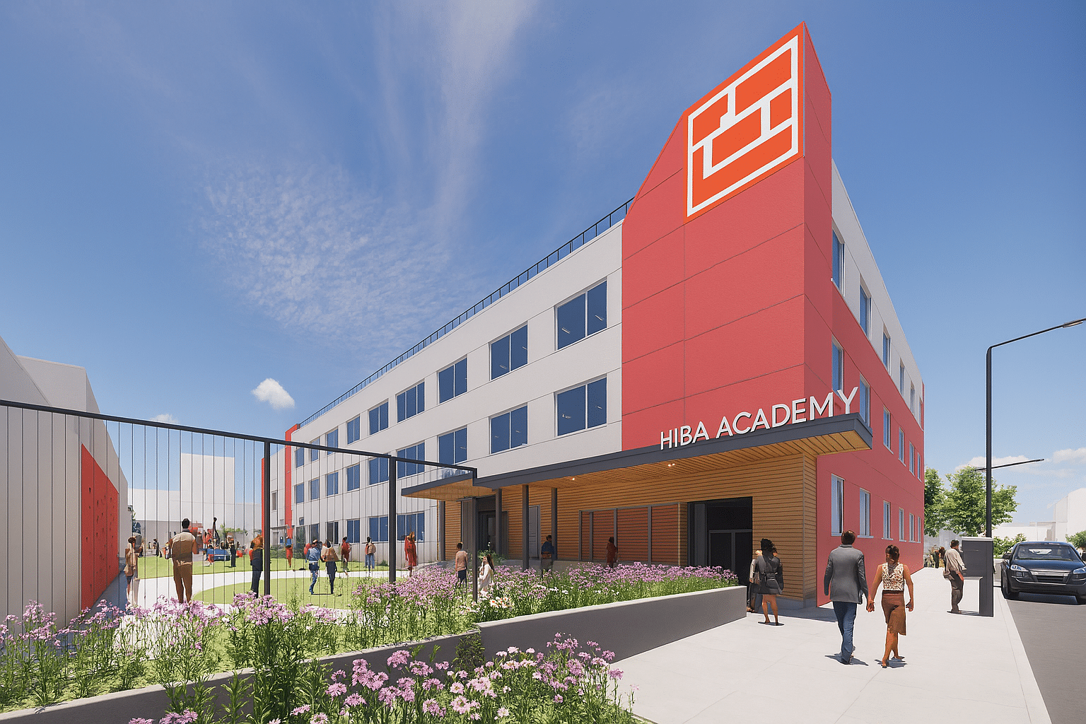 Architect's render of a Hiba Academy building